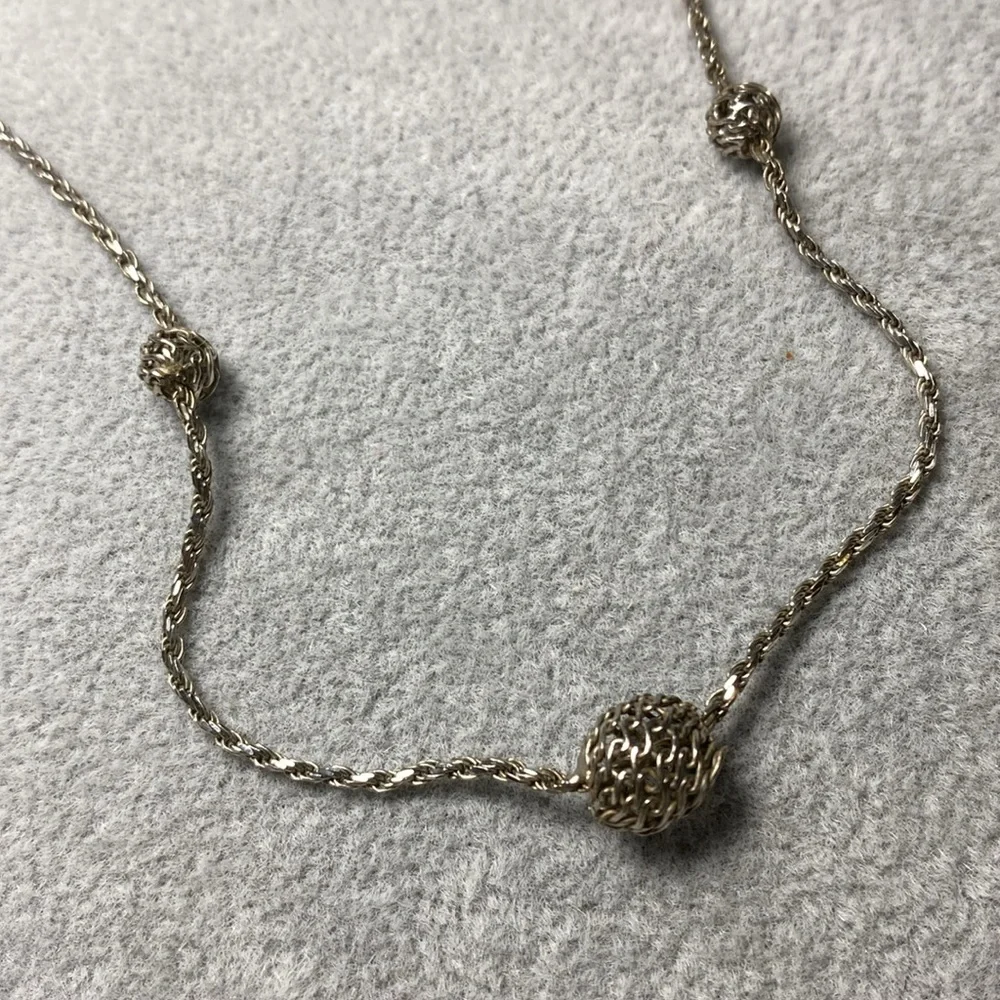 Sterling Silver Italian Woven Ball Chain Necklace 17” 925